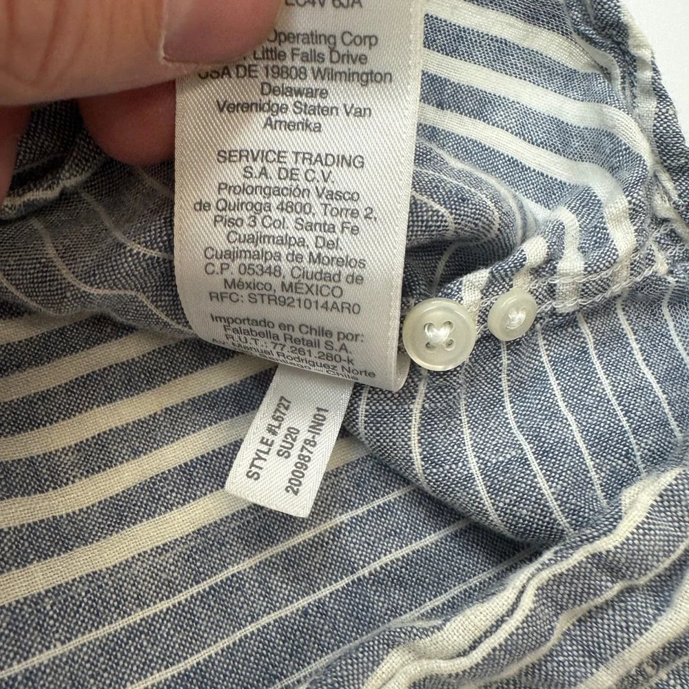 J Crew Irish Linen Button Down Shirt Mens XL Blue Striped Coastal Preppy